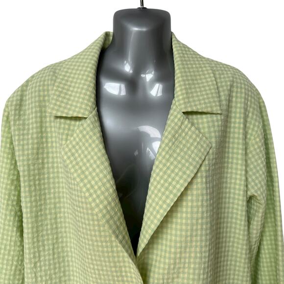 Le Lis Blazer Shorts Crop Top Green Yellow Gingham Plaid Suit 3 Pc Women's S/M - Picture 12 of 16